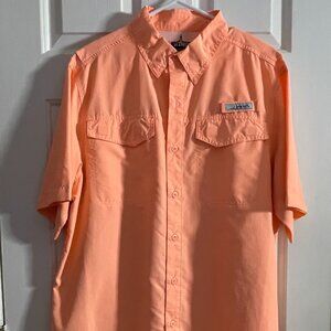 Large (L) Men's Habit Orange Short Sleeve Sports Fishing Shirt
